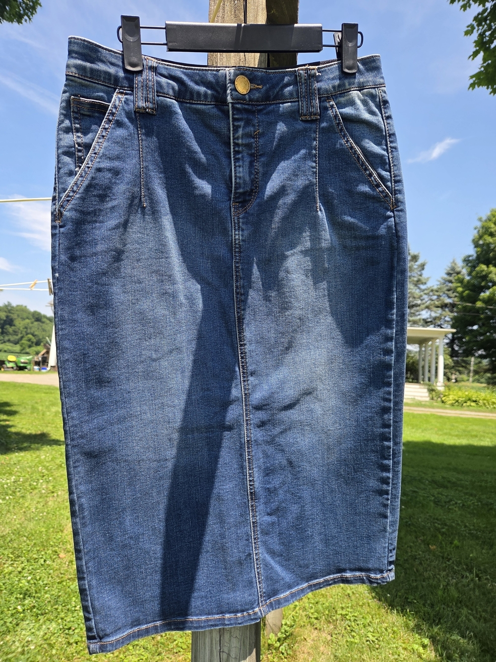 Democracy Blue Denim Pencil Skirt